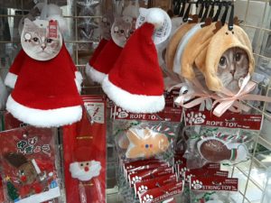 セリアクリスマス19 サンタコスプレ衣裳 帽子 サイズ 犬猫ペット用 ダイソーも